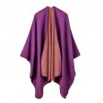 Solid color imitation cashmere wide open shawl warm monochrome cape plain cloak