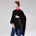 Solid color imitation cashmere wide open shawl warm monochrome cape plain cloak