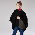 Solid color imitation cashmere wide open shawl warm monochrome cape plain cloak