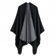 Solid color imitation cashmere wide open shawl warm monochrome cape plain cloak