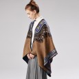 Women's new abstract pattern thickened split dual-purpose shawl hot cloak