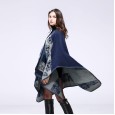 Ms. Feng autumn and winter thickened small flowers warm imitation cashmere shawl cloak