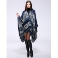Ms. Feng autumn and winter thickened small flowers warm imitation cashmere shawl cloak