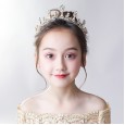 Children's Crown Headdress Princess Girls Crown Crystal Hairband Golden Frozen Aisha Girl Birthday Hair Accessories