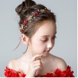 Children's red exquisite headdress flower girl wedding accessories girls birthday cute headband catwalk show wild hair accessories