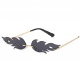 New fashion trend flame sunglasses men and women metal frameless street shot sunglasses narrow-rim glasses S9026