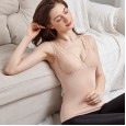 Add fat XL V-neck thermal vest women's chest pad plus velvet thick fat lace vest slim bottoming underwear