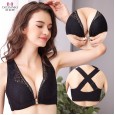 New product front buckle vest cross beautiful back large size bra without steel ring thin underwear women gather together bra