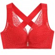 New product front buckle vest cross beautiful back large size bra without steel ring thin underwear women gather together bra