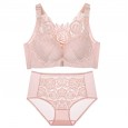 New product front buckle rose beauty back large size bra set big chest was small gathered underwear female top adjustment bra
