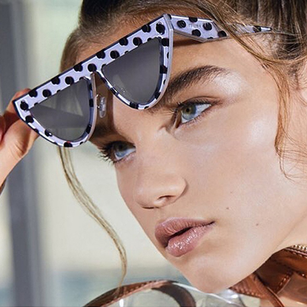 Personality triangle cat eye ladies sunglasses trend small frame sunglasses polka dot wild street shooting glasses S9044