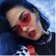 New fashion integrated sunglasses female trend personality colorful round face sunglasses S9007