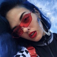 New fashion integrated sunglasses female trend personality colorful round face sunglasses S9007