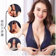 New front buckle vest style large size bra set cross beauty back gather bra adjustment type push up lingerie