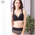 New lace-free steel ring sexy large size bra set thin section fat mm gather adjustment type underwear