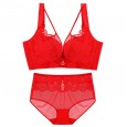 New lace-free steel ring sexy large size bra set thin section fat mm gather adjustment type underwear