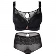 New lace-free steel ring sexy large size bra set thin section fat mm gather adjustment type underwear