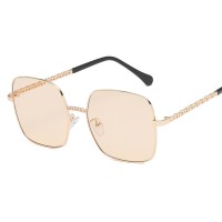 Large frame square metal chain clause sunglasses female tide street shot sunglasses men fashion glasses S9036