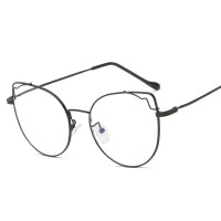 Tide metal cat eye flat mirror female retro Harajuku style myopia glasses frame student frame F8008