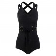 One-piece swimsuit female new cover belly slim sexy steel plate gathered swimsuit female solid color hot spring swimsuit female