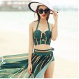 Swimsuit female new ladies swimwear sexy high waist bikini three-piece hot spring vacation swimsuit