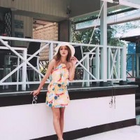 Swimsuit new one-piece skirt swimsuit female small chest gather sexy backless cover belly hot spring swimsuit