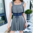 One-piece swimsuit female small fresh new wind cover belly was thin conservative swimsuit skirt hot spring bikini