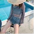 Swimsuit female new cover belly slimming hot spring swimsuit female sense small chest conservative split swimsuit three piece