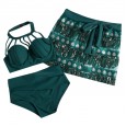 Swimsuit female fashion national style sexy high waist split bikini three-piece set was thin hot spring swimsuit