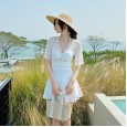 New swimsuit female small fresh one-piece skirt swimsuit small chest gathered conservative cover belly slimming swimsuit
