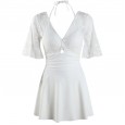 New swimsuit female small fresh one-piece skirt swimsuit small chest gathered conservative cover belly slimming swimsuit