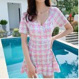 Swimsuit female new skirt-style one-piece swimsuit female conservative cover belly was thin small fragrance wind bubble hot spring swimsuit female