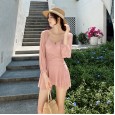 New solid color hot spring one-piece swimsuit female slim skirt swimsuit ladies conservative swimsuit