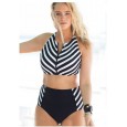 Swimsuit women's sexy split striped bikini plus size swimsuit