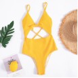 monokini swimsuit one-piece new solid color knotted bikini on the chest