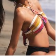 New bikini striped print cross neck lace up swimsuit women