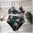 New bikini print cross neck lace swimsuit women