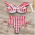 New Bikini Women's Striped Shoulder Bag High Waist Seaside Split
