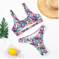 Women's New Bikini Hollow Geometric Print Swimsuit