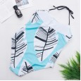 New one-piece swimsuit one-piece printed cross-neck lace-up swimsuit women