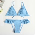 Swimsuit women's solid color ruffled bikini