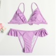 Swimsuit women's solid color ruffled bikini