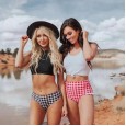New bikini small fresh white top lotus leaf plaid pants swimsuit