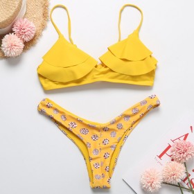 New bikini female beach supplies small lotus leaf decoration split