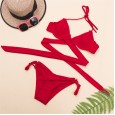 New bikini swimsuit sexy solid color metal ring women