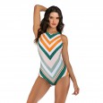 One-piece surfing suit sleeveless female swimsuit hot spring swimsuit diving suit 7722
