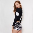 Split long-sleeved surfing suit female swimsuit hot spring swimsuit 9063