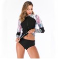 Split long-sleeved surfing suit sunscreen female swimsuit hot spring diving suit swimsuit 6623