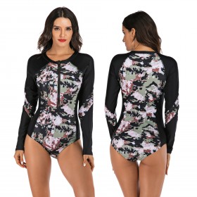 Surfing suit one-piece long-sleeved female swimsuit hot spring swimsuit diving suit 7730