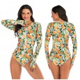 One-piece long-sleeved surfing suit sunscreen female swimsuit hot spring diving suit sexy swimsuit 7780